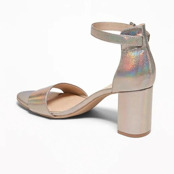 Metallic Faux-Leather Block-Heel Sandals for Women - Picture 3 of 5